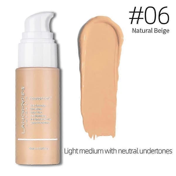 【DT】26-27 Langmanni Foundation Makeup Natural Liquid Foundation Coverage Oil Control 06Color
