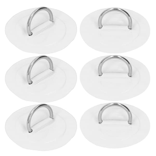 6 stk Oppblåsbare Båt Kajakk D-Ring Pute Patch Marine Fast Spenne med Elastisk Bungee-Snøre (Hvit)