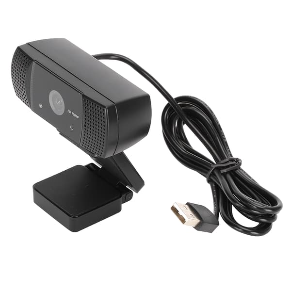 USB Webcam med indbygget mikrofon 1080P HD skrivebordskamera til videoopkald konference sort