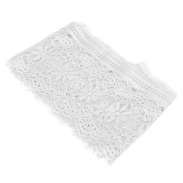 14,5 cm Vit Polyester Silke Broderi Spets Tyg för DIY Klänning Hantverk