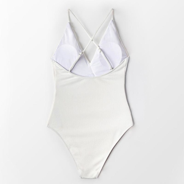 Kvinder One Piece Badedragt Flæse Wrap Textured Beach Badetøj Badedragter White M