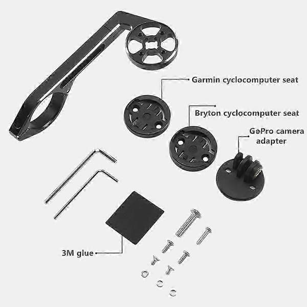 Sykkelcomputerholder Speedometer kilometerteller Styreforlengelse Frontmontert Styre Stang Computerfeste Brakett Grå 25-26s[dt]