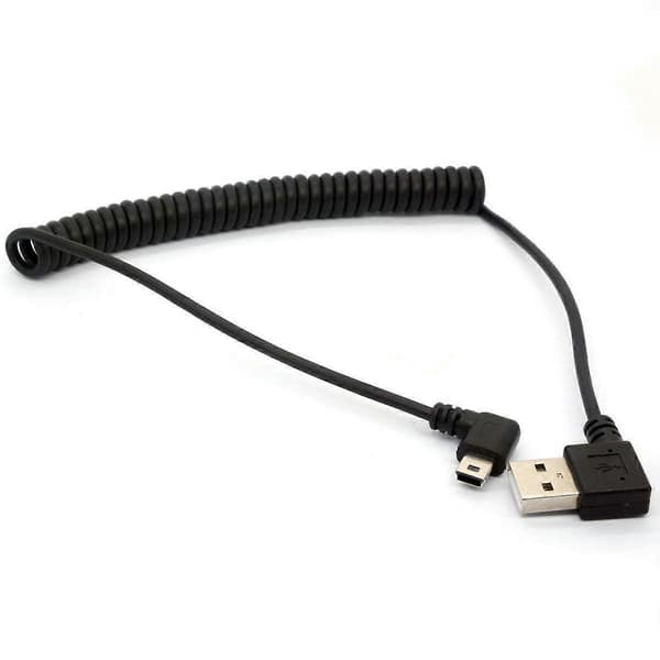 Mini USB-kabel, 90 graders fjær USB 2.0 til Mini USB-kabelledning, rett vinkel