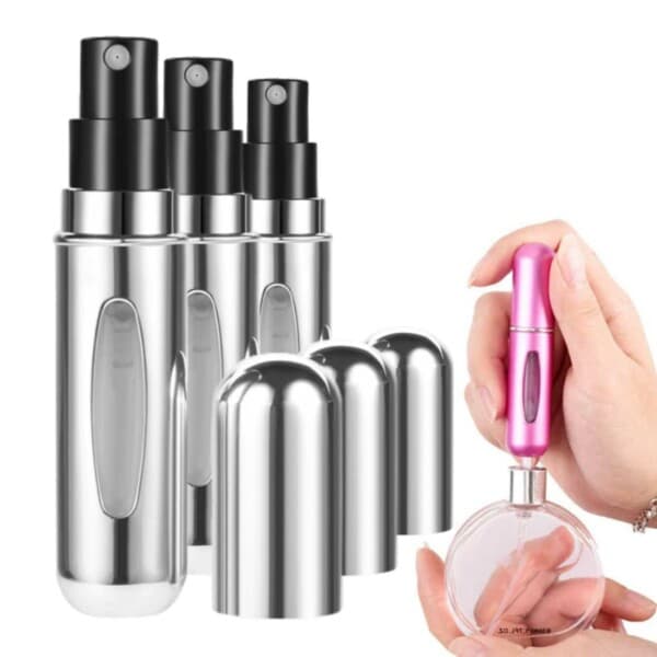 【DENGTU】3-pakning Mini Påfyllbar Parfymeflaske - Påfyllbar Reisebeholder 5ml Sølv silver