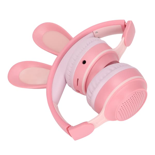 Kaninøre Bluetooth 5.0 Trådløse Hovedtelefoner Sammenfoldelig LED-lys Børneheadset til PC Tablet Online Læring Pink