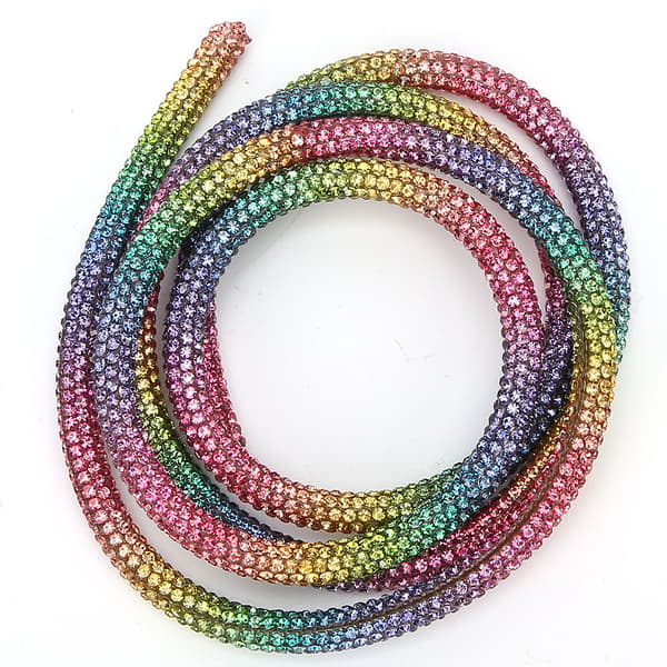 Regnbåge Strass Tub Rep Band för DIY Bröllopsklänning Kostym Dekorations Tillbehör