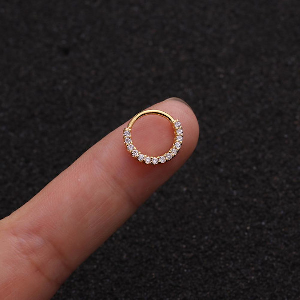 1st Kvinnor Cubic Zirconia Inlagd Hoop Nose Ring Huggie Örhänge rose gold 10mm