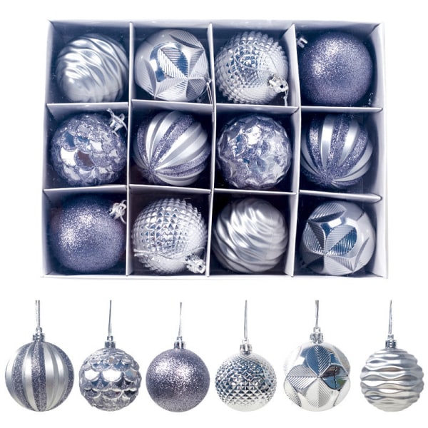 12 st julbollsprydnader för julgransdekoration 2,36" presentförpackning Silver