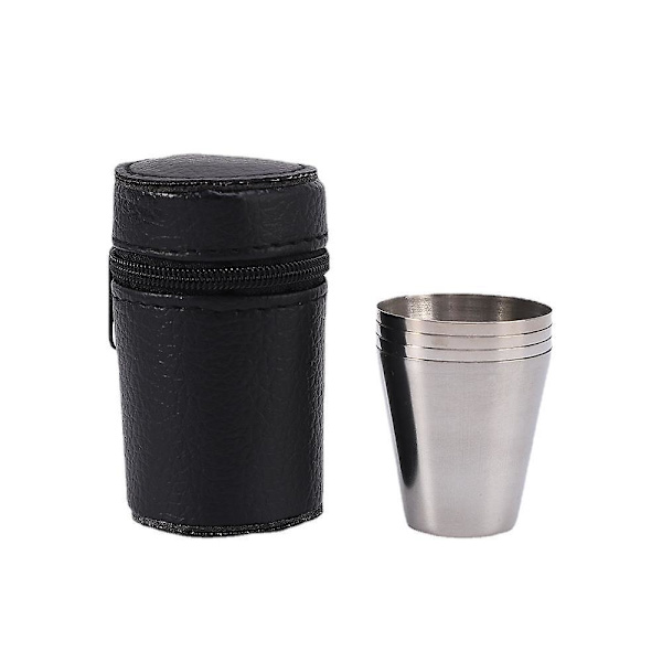 3 sæt shot-kopper i rustfrit stål Vinshot-glas Bærbar spirituskop drikkeholder med bæretaske