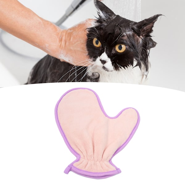 Superabsorberende Pink Rensehandske til Kæledyr - Genanvendeligt Badeværktøj til Katte og Hunde