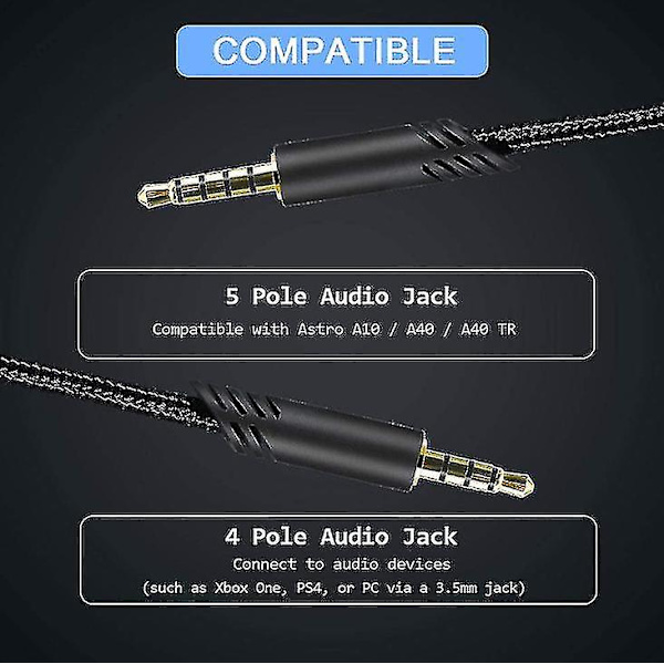 Ersättningsheadsetkabel, för Astro A10/a40 Gaming Headset