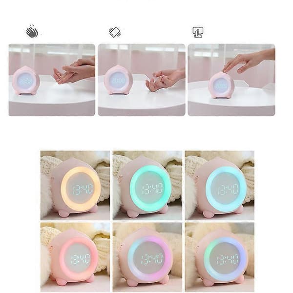 LED digitalt vækkeur natlys termometer display bluetooth applikationskontrol Smart vækkeur Pink