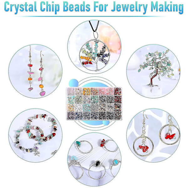 1400 bitar Crystal smycken gör kit 28 färger ädelstenspärlor