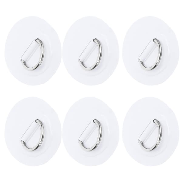 6 stk Oppustelig Båds D-Ring Pude Patch PVC Holdbar Marine Rustfrit Stål Fast Spænde (Hvid)