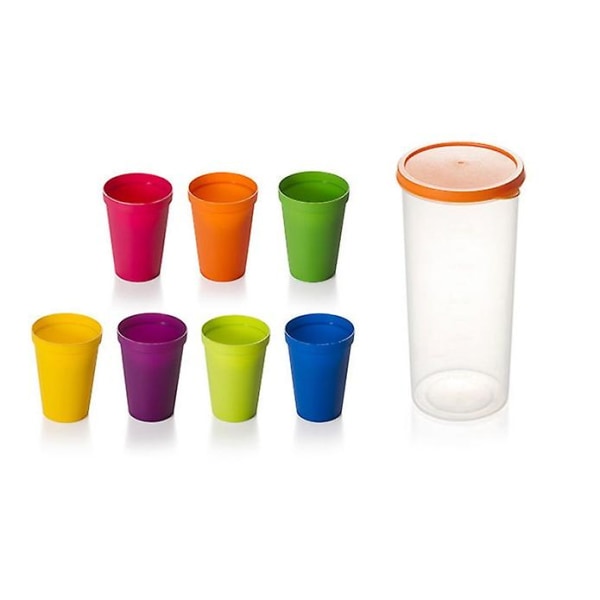 8 stk Genanvendelige plastikkopper Regnbuerejse drikkevareglas Juice drikkevarer