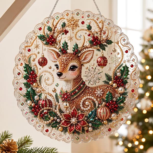 Juleperle Diamantkunstsett for Voksne, DIY Håndverksdekor Style F