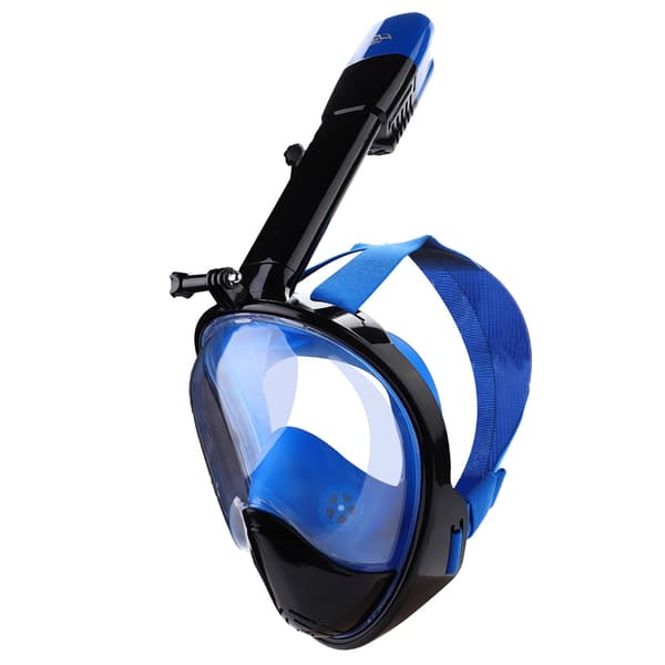 Keep Diving Fuldfacetsnorkelmaske Dykning 2 i 1 Tør Åndedræt Under Vand Svømmetur Rør (Blå, M)