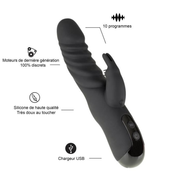 Rabbit Black vibrator, för snabba, intensiva, multipla och diskreta orgasmer tack vare dess kraftfulla och tysta motor