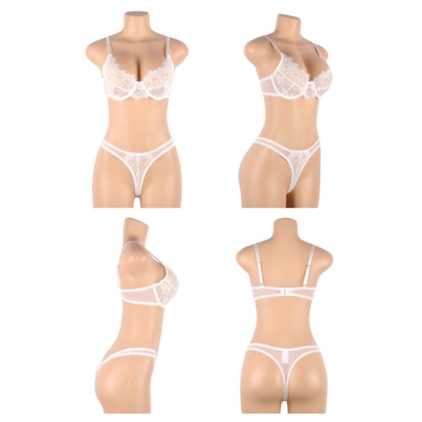 Sexig och elegant 2-delad underkläderset, vit T44-46, sexig set, sexiga damunderkläder, stringtrosbh för kvinnor