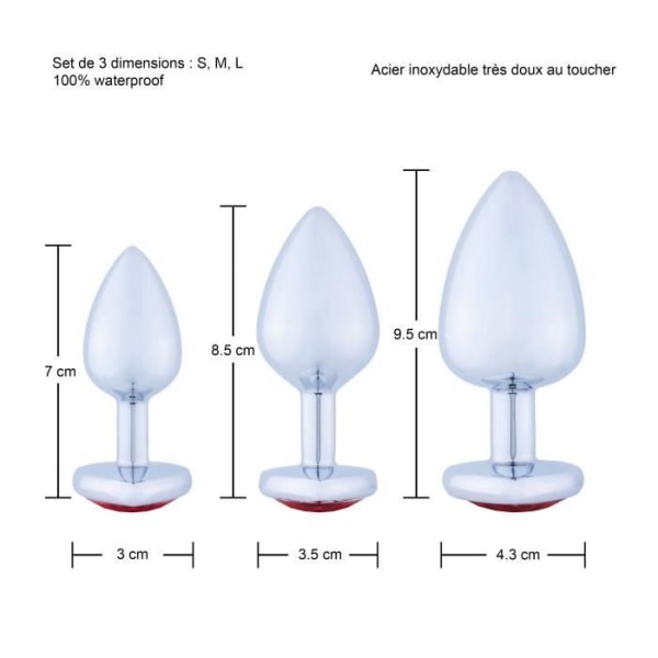 Analplugg, 3 storlekar, S, M, L, HUGBOX MUST Röd, för snabba, intensiva, multipla och diskreta orgasmer Röd