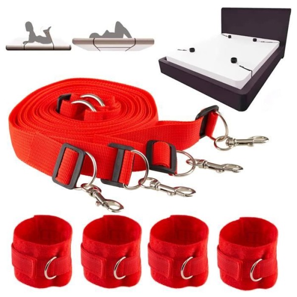 Red Bed Restraints Kit speciellt utformad för att erbjuda dig en spännande och erotisk bondage-upplevelse