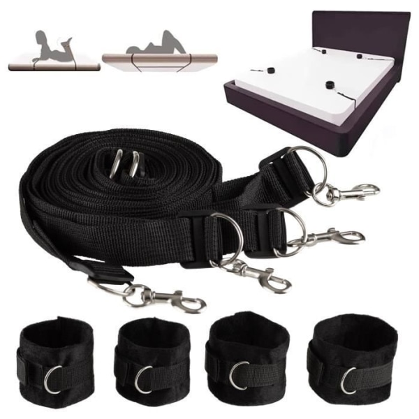 Black Bed Restraint Kit speciellt utformad för att erbjuda dig en spännande och erotisk bondageupplevelse