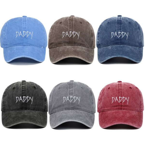 Daddy Embroidery Baseball Caps Distressed Haalistunut cap MUSTA black