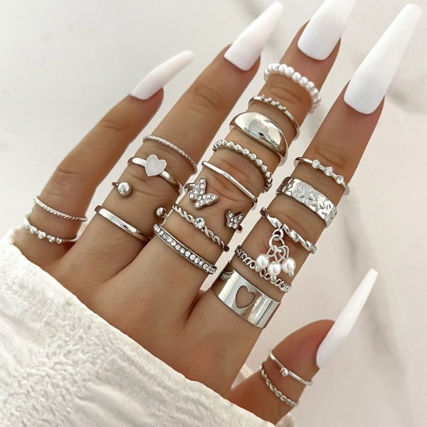 Wave Joint Rings Set Multi Style Ring Set F F F