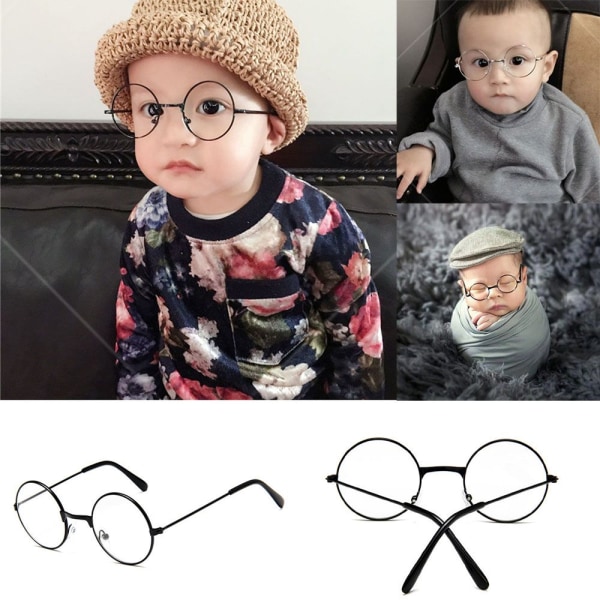 Flatspeil for barn Små runde briller GULL 6c31 | Fyndiq
