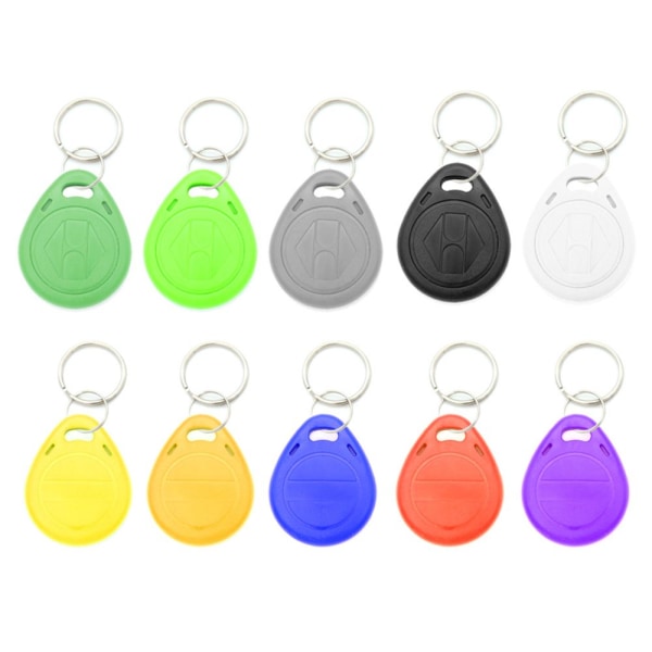 10 stk Farge tilfeldig RFID-kort KeyFobs ID-brikker