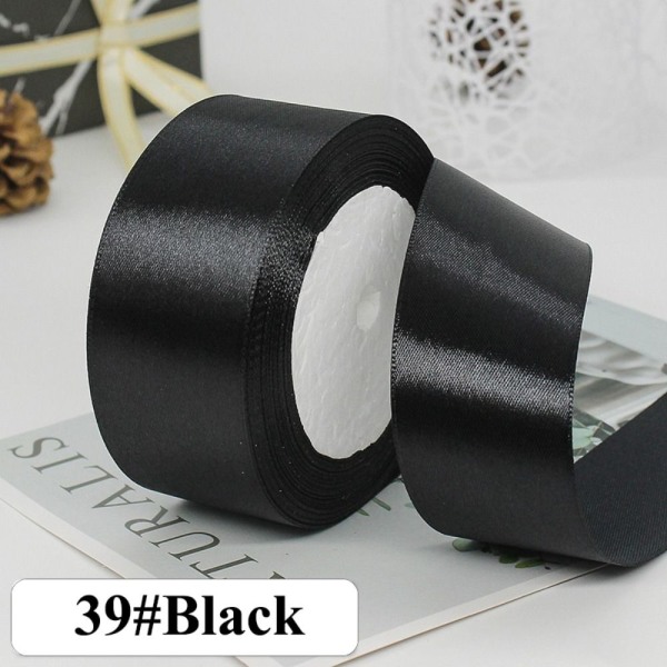 22Meter 4cm skinnende silkebånd Silke satinbånd SORT Black