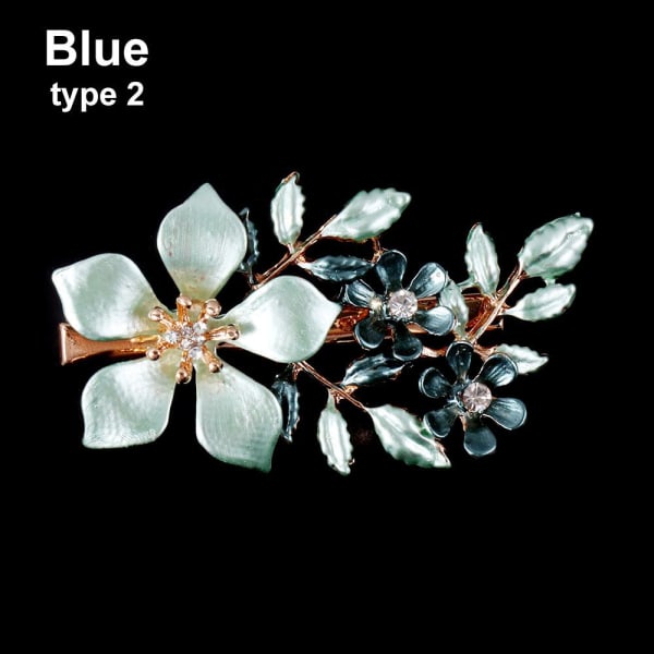 Hårnåler med legering av blomster Krystallhårklemme BLÅ TYPE 2 TYPE 2