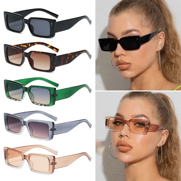 Svarte solbriller for kvinner rektangulære solbriller GRØNN LEOPARD Green  Leopard f781 | Green Leopard | Green Leopard | Fyndiq
