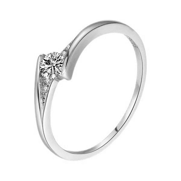 Diamant giftering forlovelsesring SØLV 6 5db9 | Fyndiq