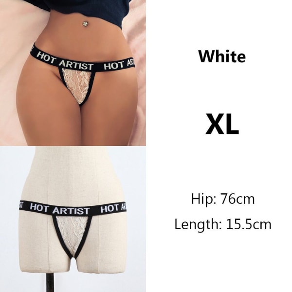 Sexy Letters Truser Elastiske stropper Thongs WHITE XL