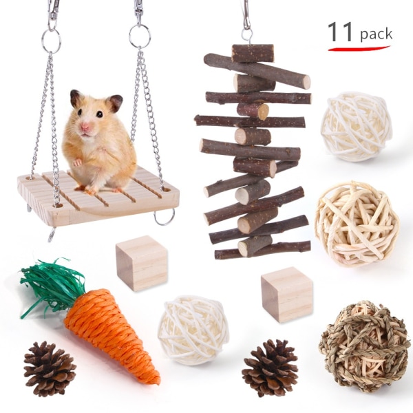 Hamster Chew Leker Sett Natural Wood Rattan Ball Tilbehør 13pcs 32e2 |  13pcs | 13pcs | Fyndiq