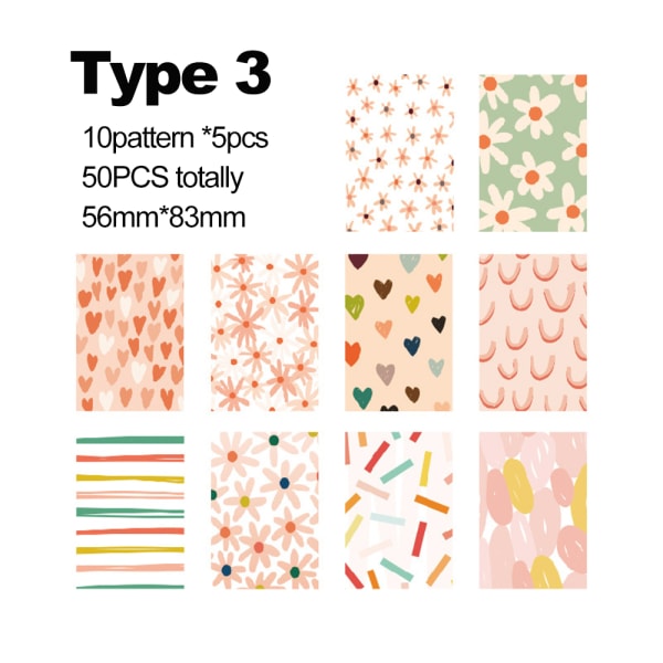 50 st Scrapbook Material Papper Geometriskt mönster TYP 3 TYP 3
