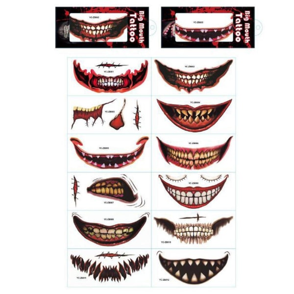 Halloween tatoveringsmærker Tatoveringer med stor mund A A