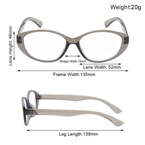 Lesebriller Presbyopia Eyewear GRÅ STYRKE +3,50 STYRKE