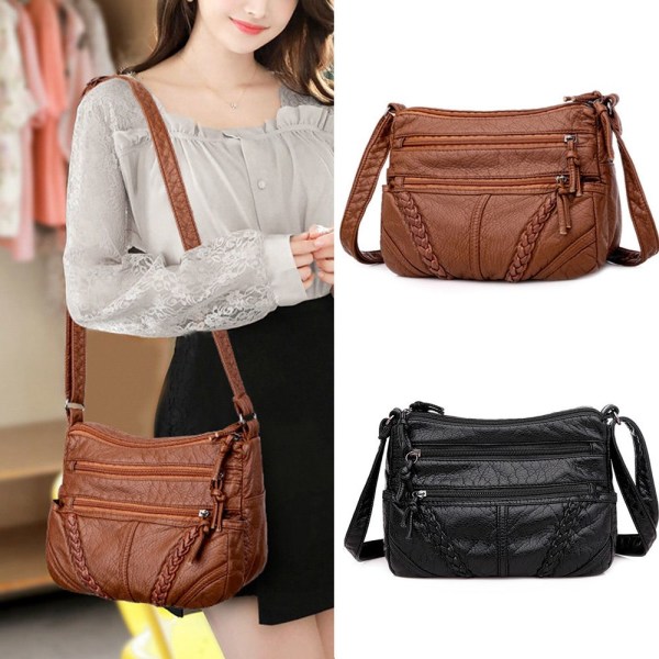 PU Læder Crossbody Tasker Tote Bag BRUN 31e0 | Fyndiq