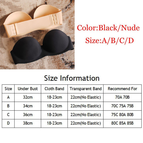 Olkaimettomat rintaliivit Invisible Underwear 1/2 Cup NUDE A 4e95 | Fyndiq
