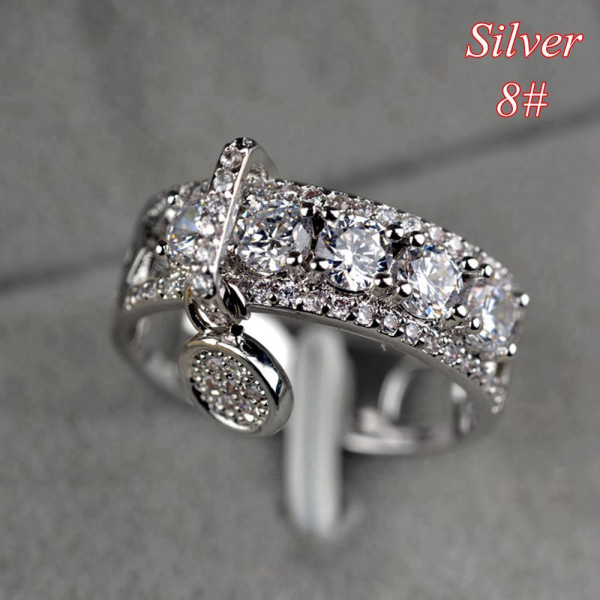 Förlovningsring 925 Silverpläterad Shiny AAA Zircon SILVER 8