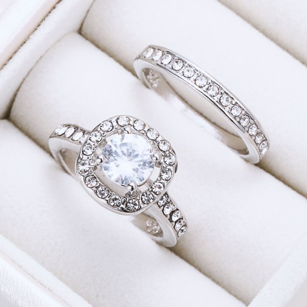 Hvid Safir Ring Sæt Diamond Dazzling 5 7f57 | Fyndiq