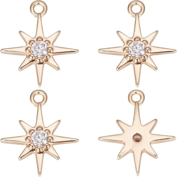 North Star Charms Plated Star Cubic Zirconia Star Pave Cubic