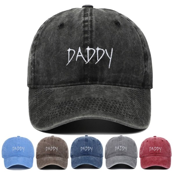 Daddy Broderi Baseball Caps Distressed Faded Cap SVART black