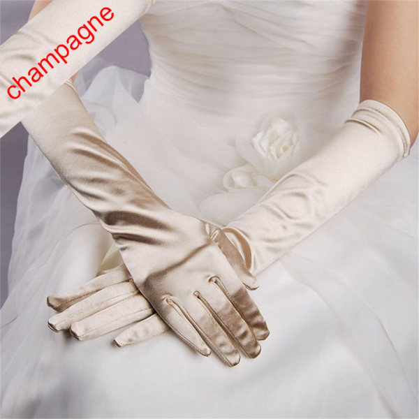 Finger Lange Handsker Håndled Stretch Satin CHAMPAGNE 3695 | Fyndiq