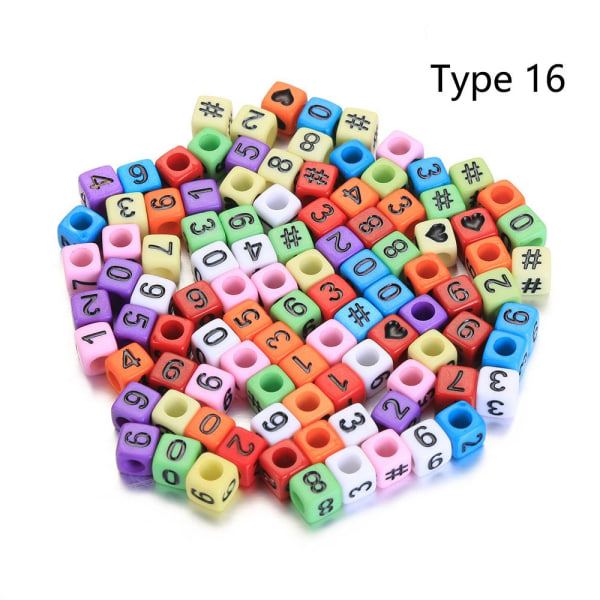 100 st Cube Beads Akryl Ryska alfabetet Bokstavshjärta TYP 16