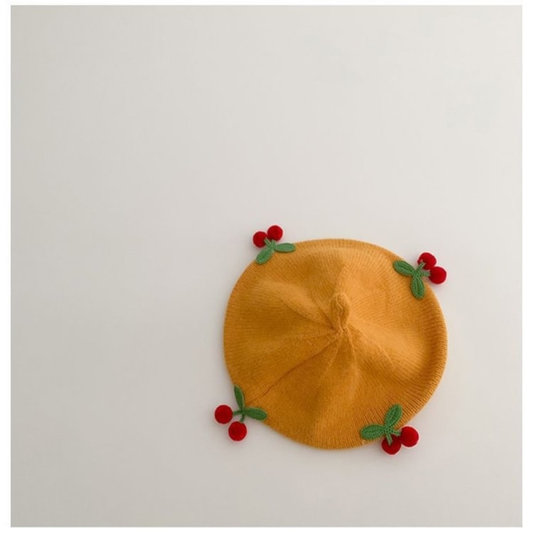 Ensfargede Beret-hatter for barn Kirsebær-baskerhatter GUL 07c6 | Fyndiq