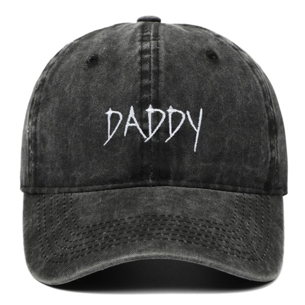 Daddy Broderi Baseball Kepsar Distressed Faded Cap SVART black