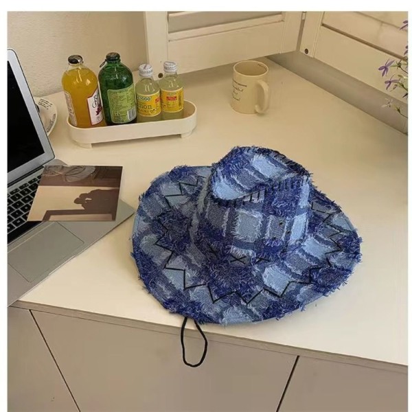 Rutet solhatt Travel Fisherman Hat BLÅ blue